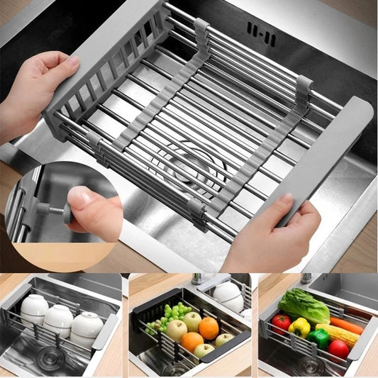 Adjustable Stainless Steel Dish Drainer & Sink Rack